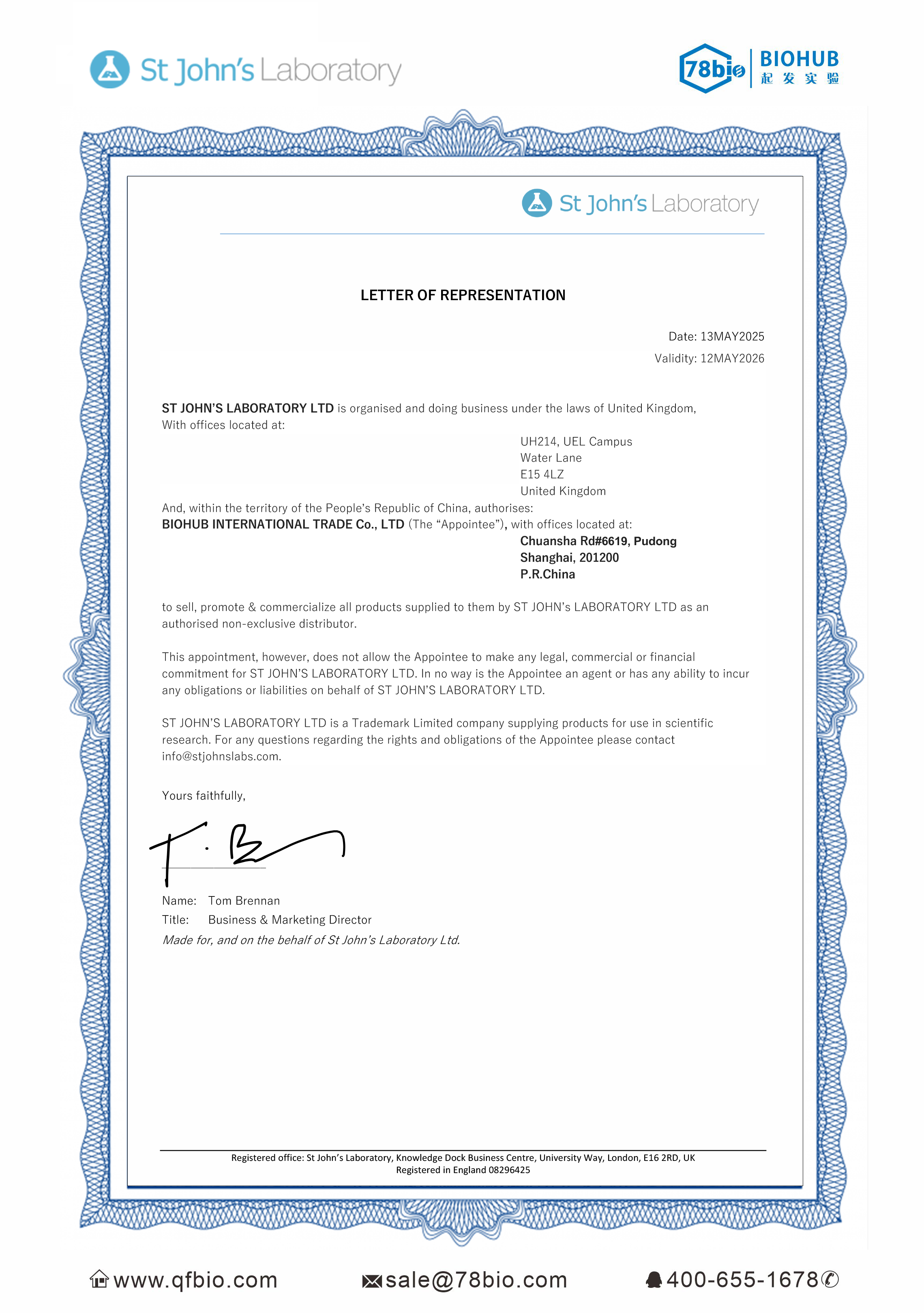 St John's Laboratory代理商 2026授权代理-上海起发